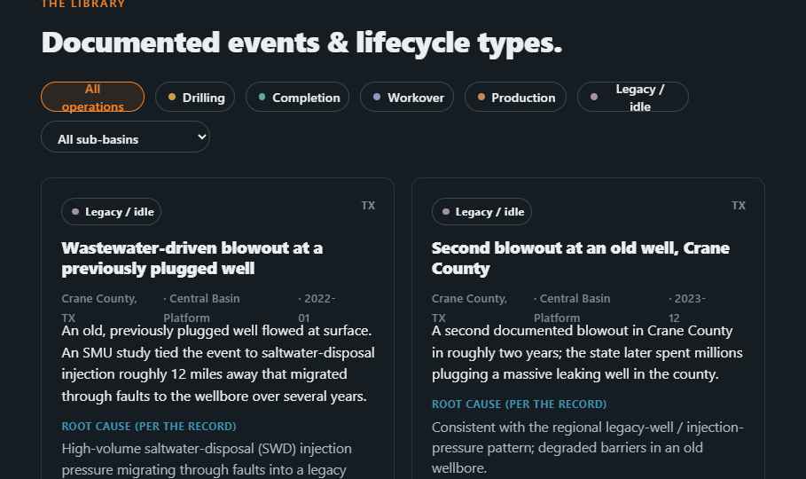 Events page